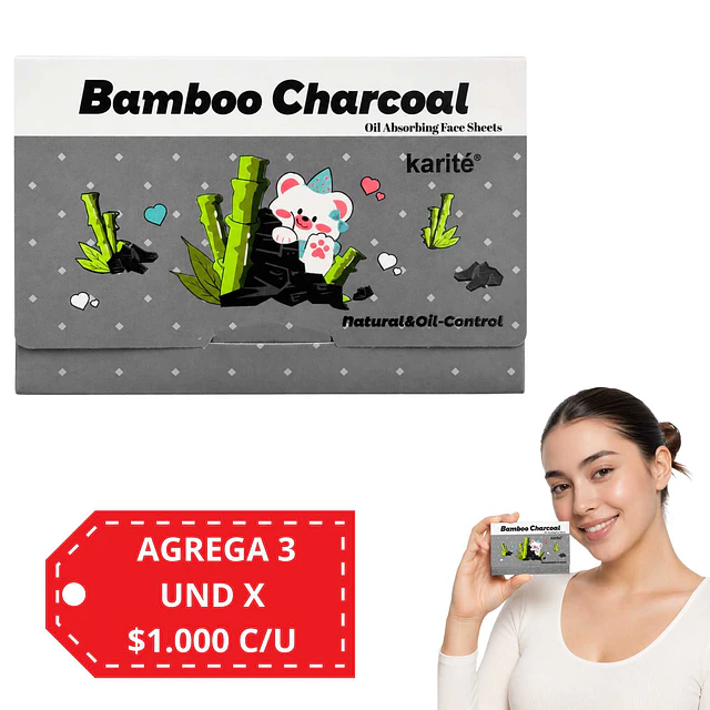 Papel Absorbente Facial Karité Bamboo Charcoal 100 Hojas - 8584