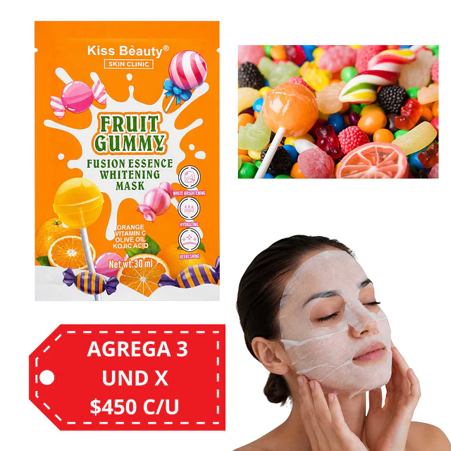 Mascarilla Facial Fruit Gummy Aclarante Kiss Beauty 30 ml - 2108