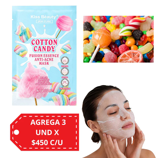 Mascarilla Facial Cotton Candy Anti Acné Kiss Beauty 30 ml - 2078