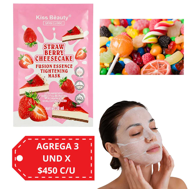Mascarilla Facial Strawberry Cheesecake Kiss Beauty 30 ml - 2115