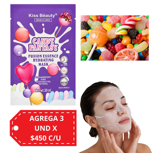 Mascarilla Facial Candy Fantasy Hidratante Kiss Beauty 30 ml - 2054
