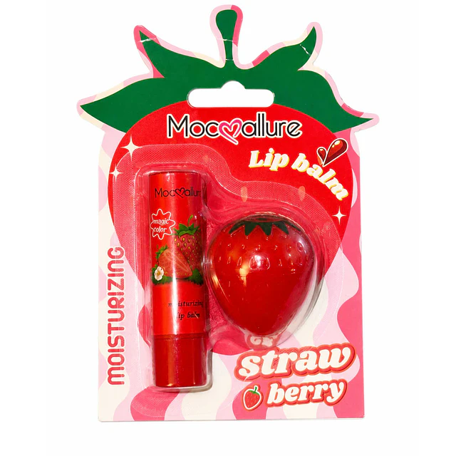 Set Bálsamo Labial Hidratante Fresa Roja - 2 Piezas - 031