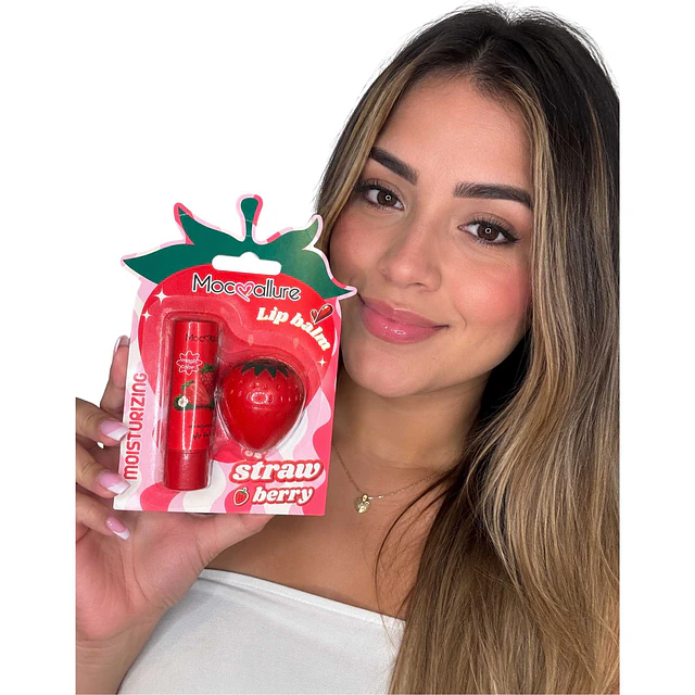 Set Bálsamo Labial Hidratante Fresa Roja - 2 Piezas - 031