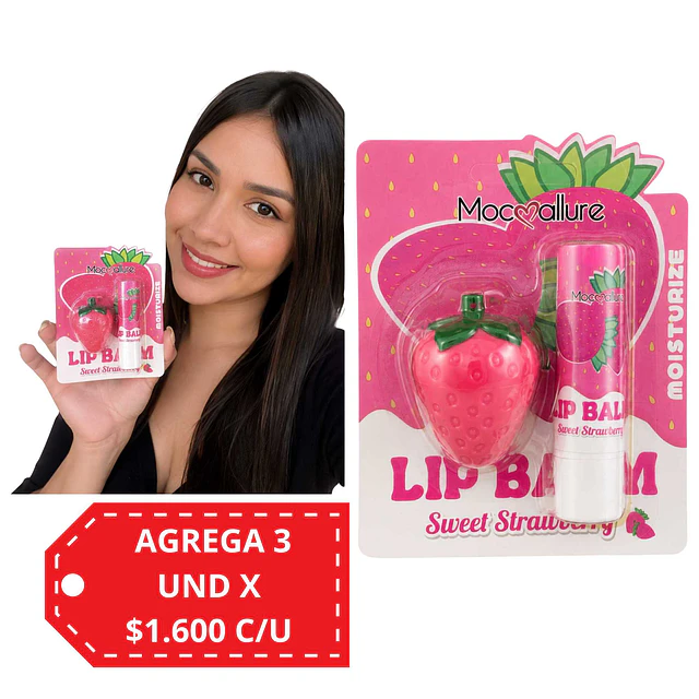 Set Bálsamo Labial Hidratante Fresa Fuxia - 2 Piezas - 127