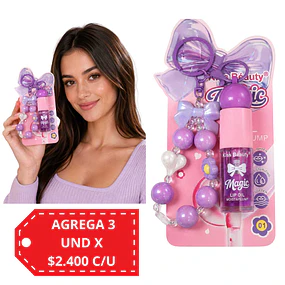 Aceite de Labios Magico Lip Oil Hidratante con Llavero Morado 8063 - 01