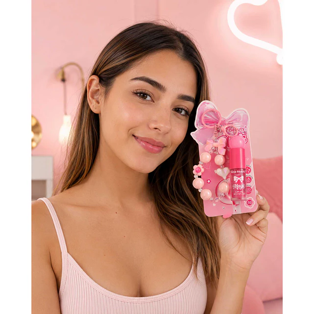 Aceite de Labios Magico Lip Oil Hidratante con Llavero Rosado 8063 - 02