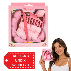 Set de Belleza Facial, Diadema, Muñequera y Accesorios 3970 - 6 Piezas (Colores Surtidos)
