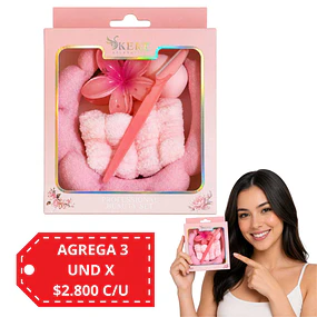 Set de Belleza Facial, Diadema, Muñequera y Accesorios 3971 - 6 Piezas (Colores Surtidos)