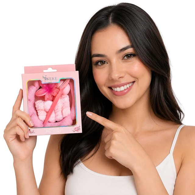 Set de Belleza Facial, Diadema, Muñequera y Accesorios 3971 - 6 Piezas (Colores Surtidos)