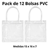 Pack de 12 Bolsas PVC Transparentes con Asa 15 x 16 x 7 cm 