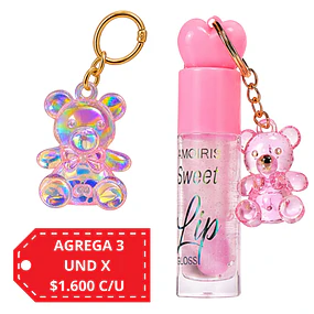 Brillo Labial con Llavero de Osito Amoiris Sweet Lip Gloss - AL041 - TONO 1