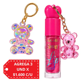 Brillo Labial con Llavero de Osito Amoiris Sweet Lip Gloss - AL041 - TONO 3 