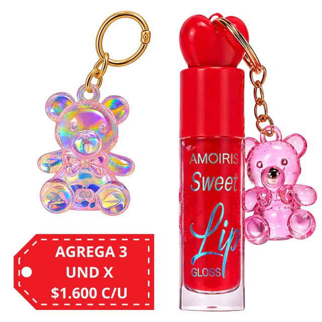 Brillo Labial con Llavero de Osito Amoiris Sweet Lip Gloss - AL041 - TONO 5