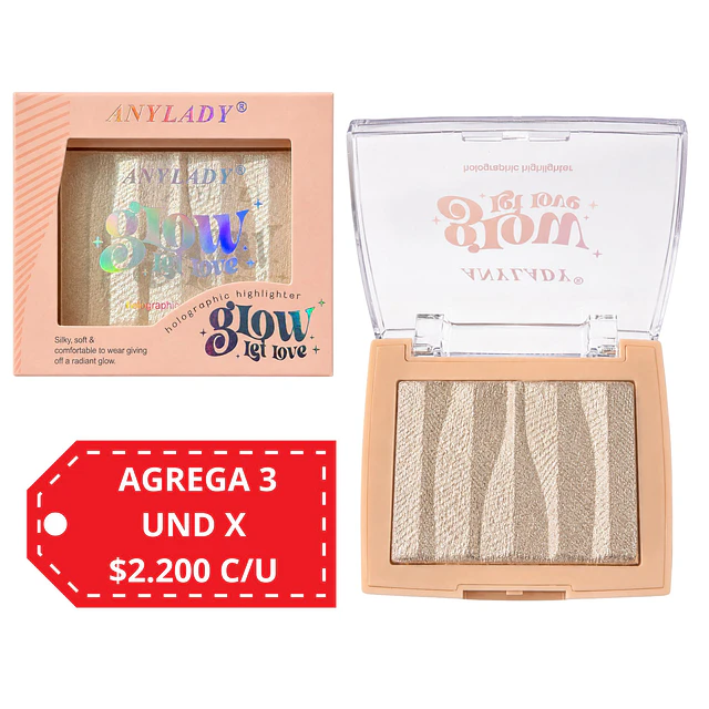Iluminador Facial Holografico AnyLady Glow Let Love 2614 - Tono 2 