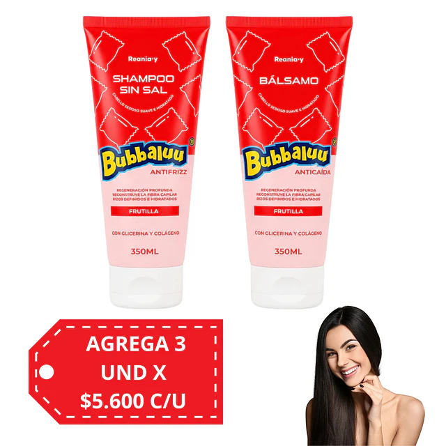 Pack Shampo y Balsamo Bubbaluu Frutilla 350ml 