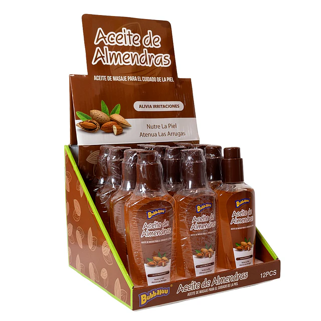 Caja de 12 Aceites de Masaje Bubbaluu 200 ml - Almendras 