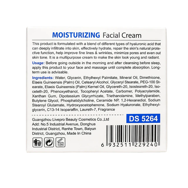Crema Facial Hidratante Disaar 120 g Ácido Hialuronico 