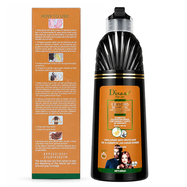 Shampoo Tinte Disaar Ginseng 400 ml Marrón Natural 