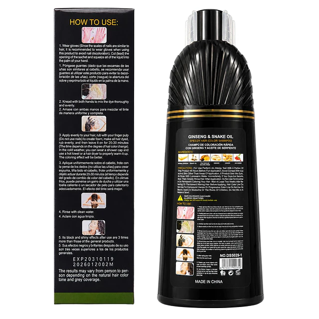 Shampoo Tinte Disaar Ginseng 400 ml Negro Natural 