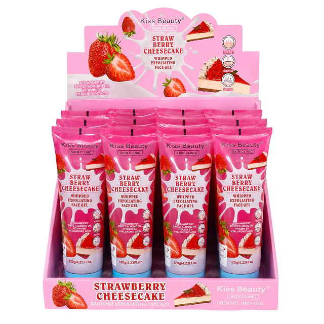 Caja de 12 Exfoliantes Faciales Kiss Beauty 120 g - Strawberry Cheesecake