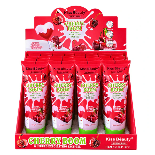 Caja de 12 Exfoliantes Faciales Kiss Beauty 120 g - Cherry Boom