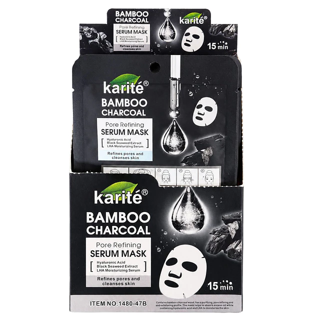 Caja de 12 mascarillas faciales Karité - Bamboo Charcoal