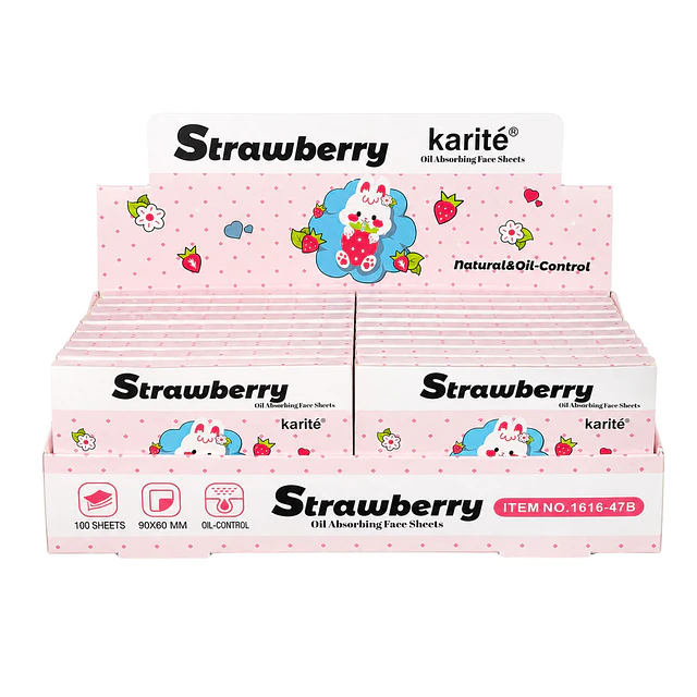 Caja de Papeles Absorbentes Faciales Karité 100 Hojas - STRAWBERRY 