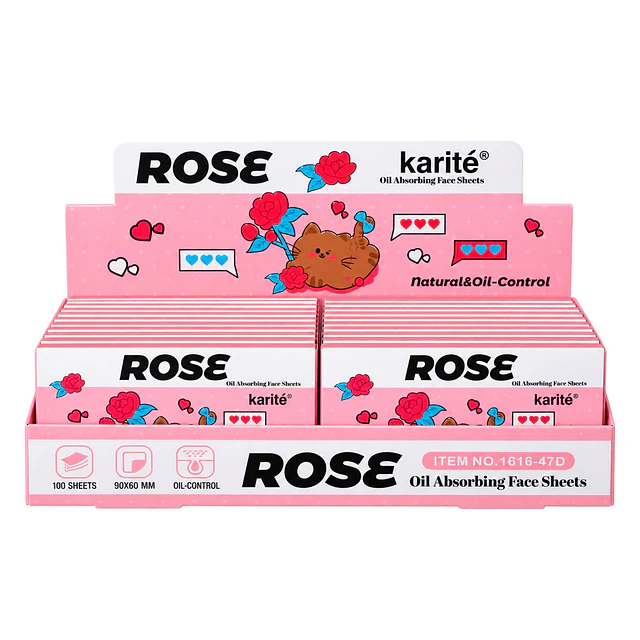 Caja de 24 Papeles Absorbentes Faciales Karite 100 Hojas - Rose 