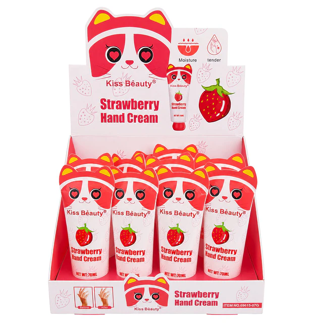Caja de 12 Cremas de Manos Kiss Beauty 30 g - Strawberry 
