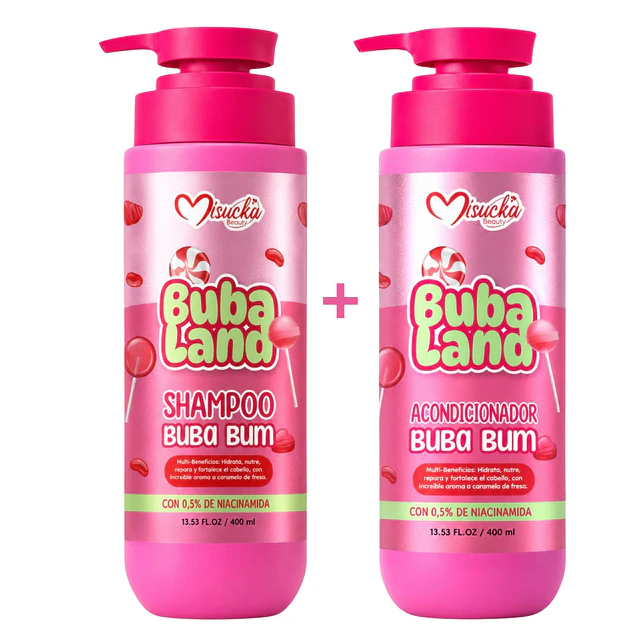 Pack Shampoo y Acondicionador Misucka Buba Land 400 ml - Buba Gum