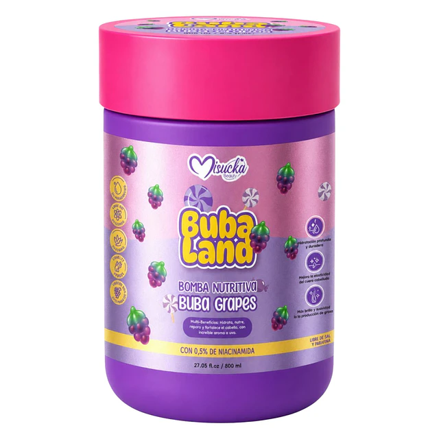 Bomba Nutritiva Capilar Misucka Buba Land 800 ml - Buba Grapes