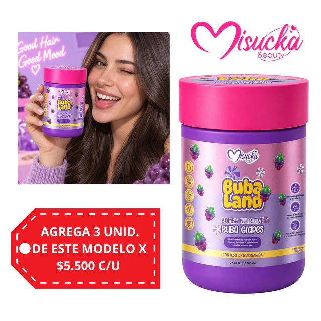 Bomba Nutritiva Capilar Misucka Buba Land 800 ml - Buba Grapes