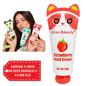 Crema de manos Kiss Beauty 70 ml - Frutilla. 