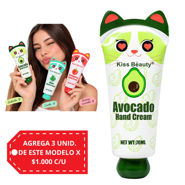 Crema de manos Kiss Beauty 70 ml - Palta.
