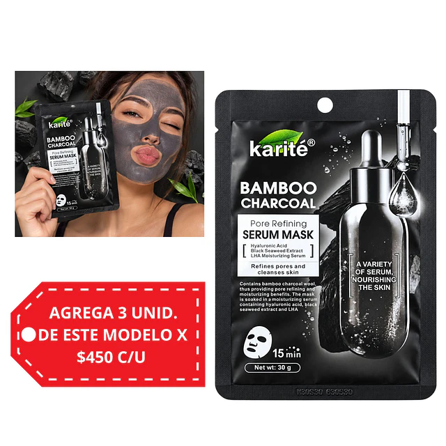 Mascarilla Facial Karité 30 g - Carbon de Bambú.
