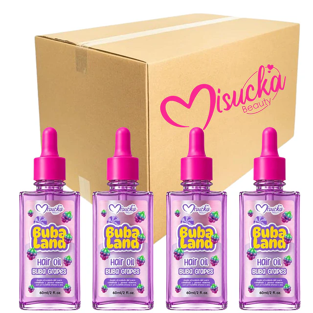 Caja de 12 Aceites Capilares Misucka Buba Land 60 ml - Buba Grapes 