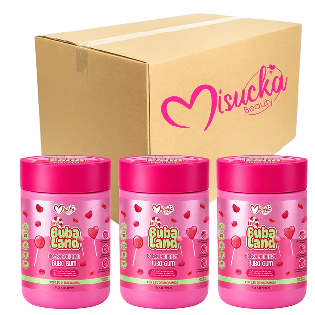 Caja de 12 Bombas Nutritivas Capilar Misucka Buba Land 800 ml - Buba Gum