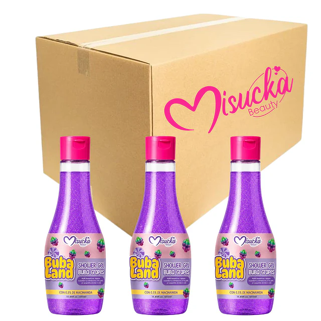 Caja de 12 Gel de Ducha Misucka Buba Land 350 ml - Buba Grapes
