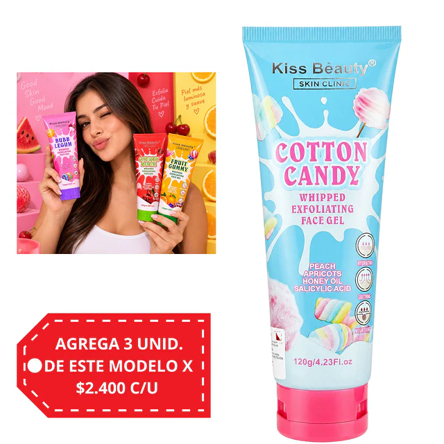 Gel Exfoliante Facial Kiss Beauty 120 g - Cotton Candy.