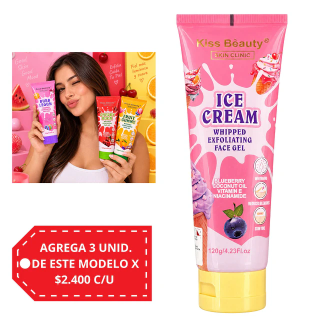 Gel Exfoliante Facial Kiss Beauty 120 g - Ice Cream.