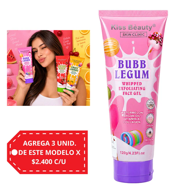 Gel Exfoliante Facial Kiss Beauty 120 g - Bubblegum. 