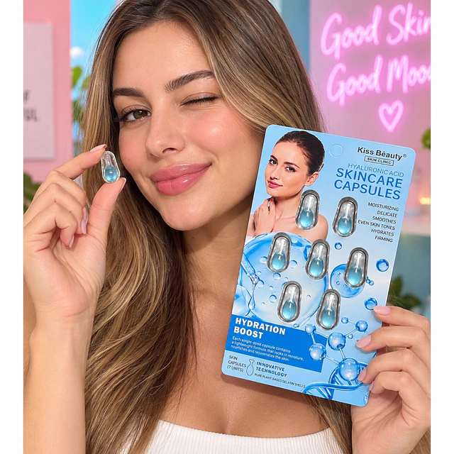 Cápsulas Faciales Kiss Beauty Ácido Hialuronico 7 unidades 