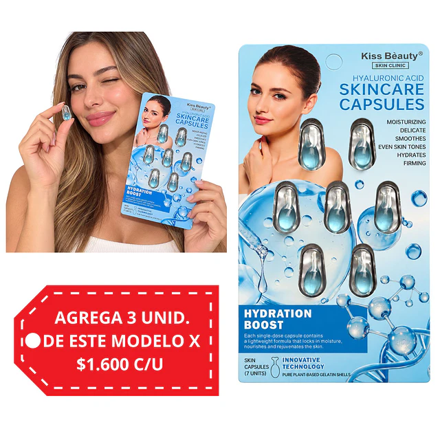 Cápsulas Faciales Kiss Beauty Ácido Hialuronico 7 unidades 