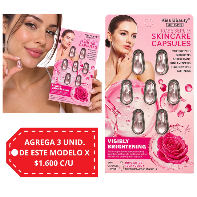 Cápsulas Faciales Kiss Beauty Sérum de Rosa 7 Unidades 