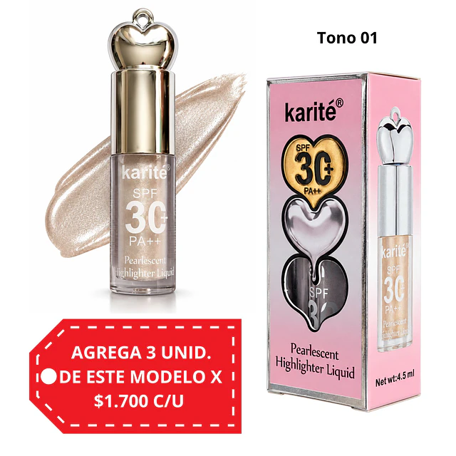 Iluminador Líquido Perlado Karité SPF 30+ - Tono 01 