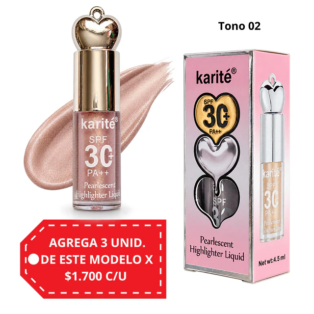 Iluminador Líquido Perlado Karité SPF 30+ - Tono 02