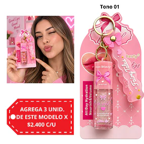 Aceite Labial Hidratante Kiss Beauty con Llavero - Tono 01 