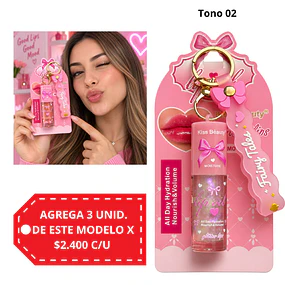 Aceite Labial Hidratante Kiss Beauty con Llavero - Tono 02