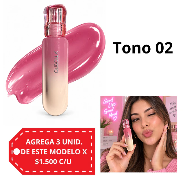 Gloss Labial Hidratante Olibolla Efecto Brillante - Tono 02