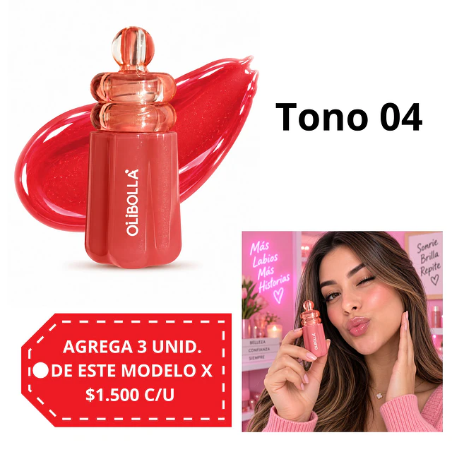 Gloss Labial Olibolla con Brillo y Efecto Hidratante - Tono 04